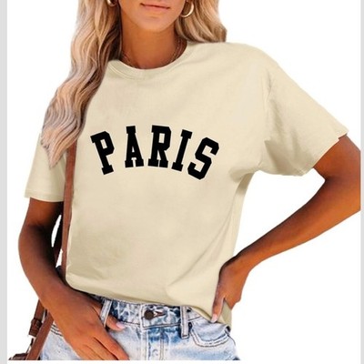 H&M Cream Paris Graphic Tee Size:XS Short Sleeve Crew Neck