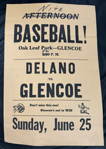 1933 Negro League Baseball KC Monarchs Nite Lights Minnesota H Of D Broadside