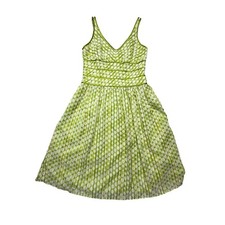 Vintage 90s Robbie Bee Green Polka Dot Stripe Cotton Blend Sundress Size 8 S