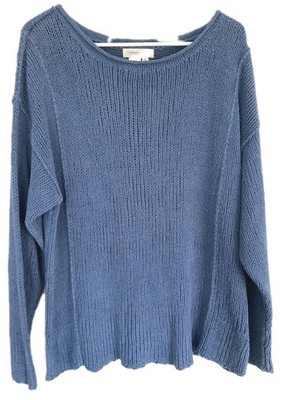Vtg. Coldwater Creek Sweater Women XXL Blue Boat Neck Ribbed Pullover Silk NWT