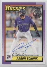 2025 Topps Series 1 1990 Topps Baseball Aaron Schunk #90A-AS Auto 0s55