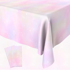 Pastel Rainbow Tablecloth Disposable Tablecloth 2 Pcs Waterproof Plastic Table C