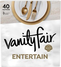 Vanity Fair Entertain Paper Napkins, 40 Count, 40 Count Pack of 1 , White