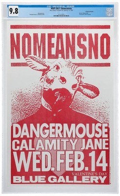 1990 Nomeansno Blue Gallery Original Concert Poster 11x17'' CGC 9.8 Graded