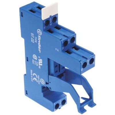 1PC FINDER 97.02.SPA Relay Socket, 2 Pole, DIN Rail/Surface Mount, 8A, DPCO