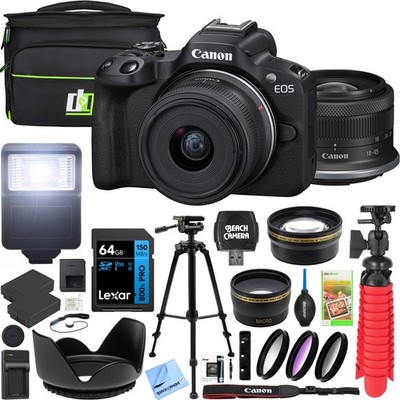 Canon EOS R50 Mirrorless Camera Black + 18-45mm IS STM Lens Kit Premier Bundle