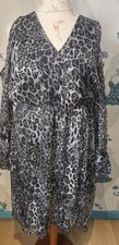 Gorgeous Black Silver Grey Silver Animal Print Cold Shoulder Midi Dress Capsule 