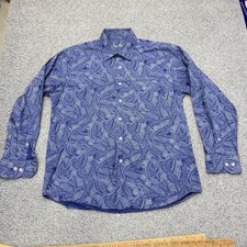 Alan Flusser Shirt Mens Large Button Up Long Sleeve Paisley Blue
