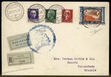 Italy 1933 Graf Zeppelin Romfahrt Si208D 2nd SAF Brazil 15L Cover Certific 91868