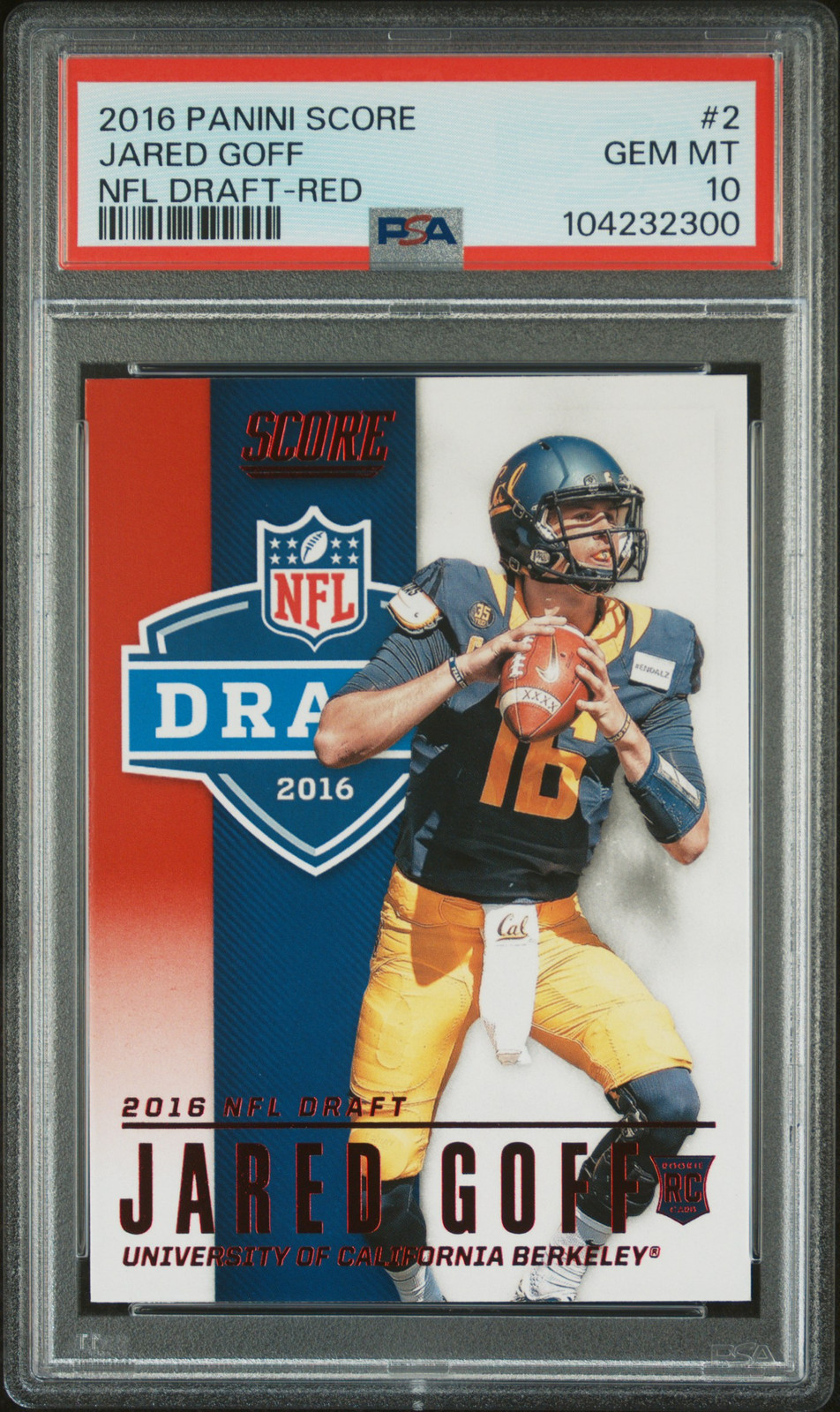 Jared Goff Panini Score NFL Draft #2 Red