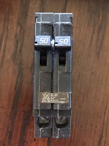 Crouse-Hinds or Challenger A250 2 Pole 50 Amp 50A Type A Breaker w/Hooks NEW NOS - Picture 2 of 7