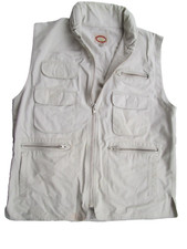 Vintage Banana Republic Cotton Safari Photography Vest 9 pockets L Hidden Hood