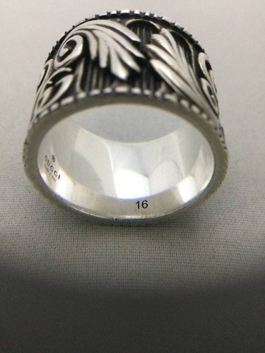 Anello con piume GUCCI GG misura 8 argento 925 #566 - Foto 8 di 9