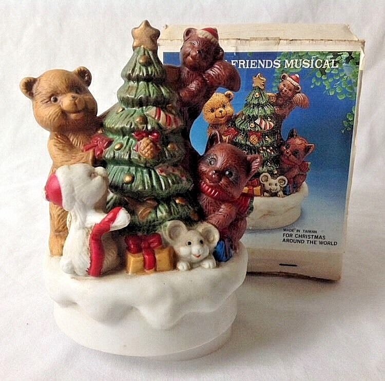 Vintage Forest Friends Musical Rotating Figurine by Christmas Around