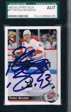 1992-93 Upper Deck #277 Patrice Brisebois Canadiens JSA Auto