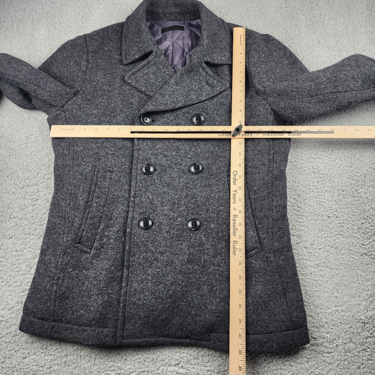 ジャケット・アウター old uniqlo wool half coat gray L UNIQLO Wool Coat Womans Small Blend Double Breasted Gray