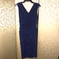 Adrianna Papell Blue Front Knot Draped Dress Size 8 