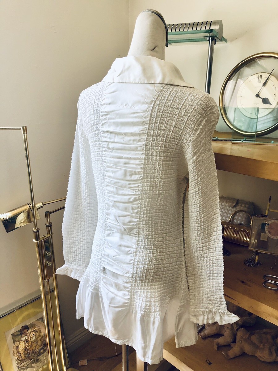 YOSHIKI HISHINUMA Made in Japan White Shrink Pleated 6 YOSHIKI HISHINUMA Made in Japan White Shrink Pleated 6