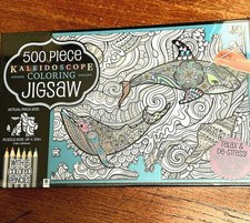 Coloring Jigsaw Puzzle KALEIDOSCOPE  Colored Pencils - 500 Pc. Puzzle NIB