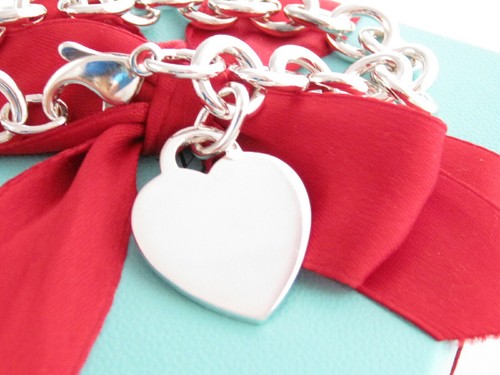Tiffany & Co Silver 925 Heart Tag Charm Pendant 7.5" Bracelet - Picture 7 of 8
