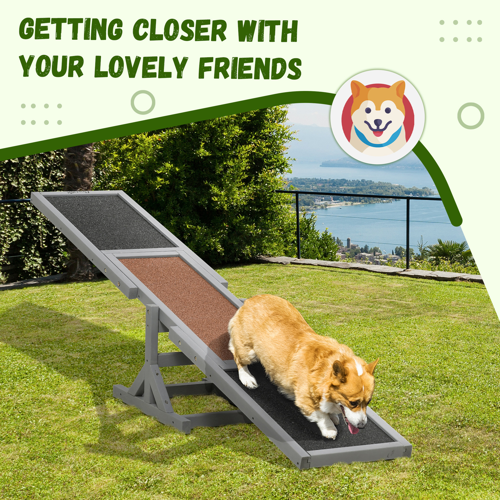 Wooden Pet Seesaw for Big Dogs, Dog Agility Equipment with AntiSlip