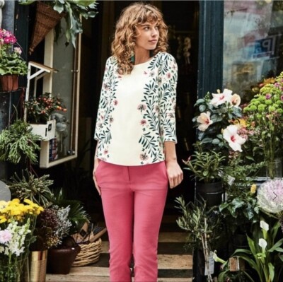 Boden Larissa Blumenbluse weiß GRÖSSE UK 22 BRANDNEU W0291 SW2, T12