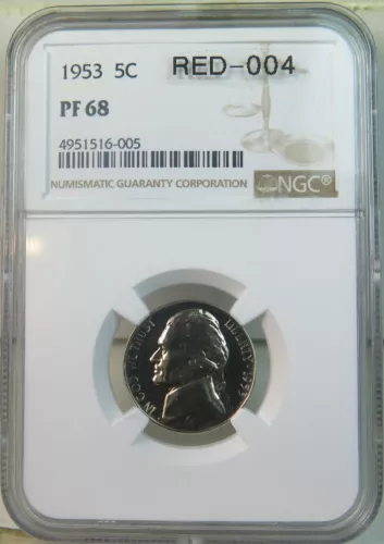 1953 Jefferson nickel NGC PF68 *re engraved design RED-004* BR