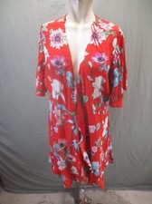 Willow&Clay Size M Womens Red Floral Short Sleeve Lightweight Wrap Dress 992