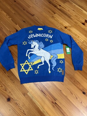 Tipsy Elves Men's Ugly Christmas Hanukkah “Jewnicorn” Sweater