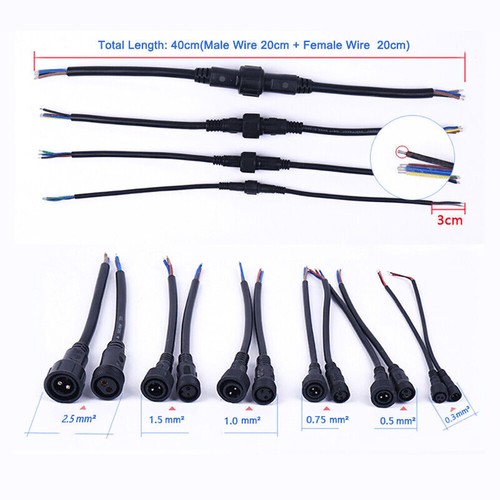 40cm Waterproof Male & Female Plug Wire Connector Cable Electrical Wire 2-8Pin - Picture 5 of 14