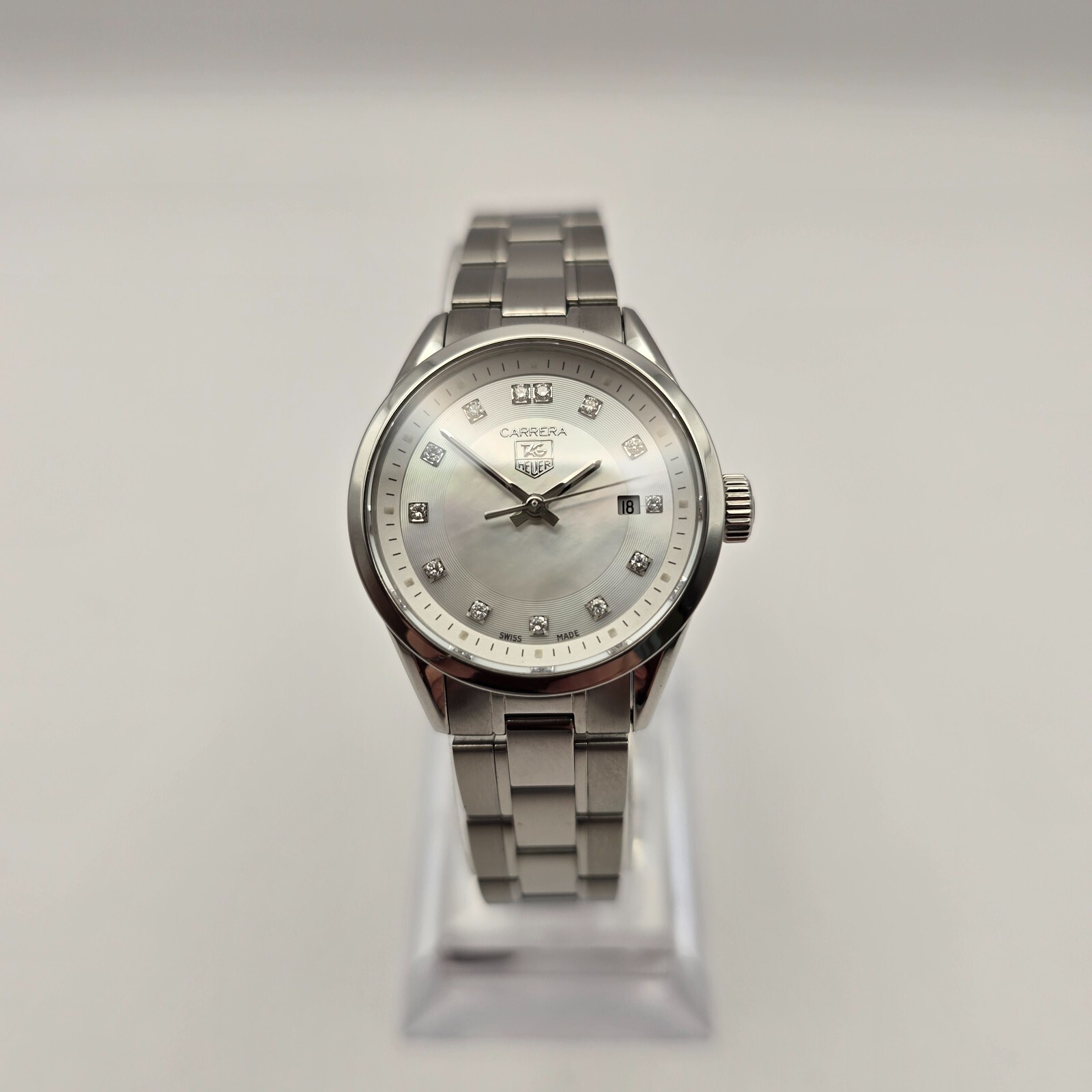 SWISS TAG HEUER CARRERA WV1411 ST.STEEL QUARTZ LADIES WATCH WITH DIAMOND INDICES