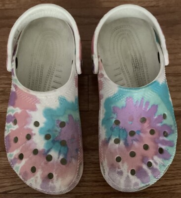 Crocs Classic Clogs Rainbow Tye Dye Junior Women's Size