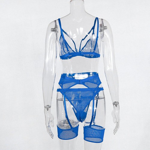 Womens Lingerie Set Sheer Bra Thong Suspender Body Stocking Nightwear Underwear - Picture 10 of 29