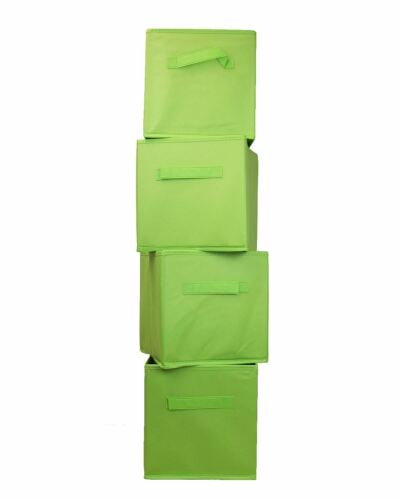 Pack of 4 Folding Storage Boxes Green Space Saver Home Bedroom Playroom Toys - Picture 1 of 5
