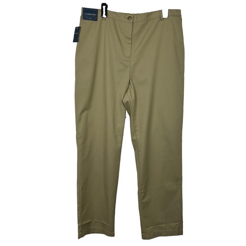 Lands End' COTTON FLAT FRONT CHINO PANTS BERING SEA BLUE 42X32