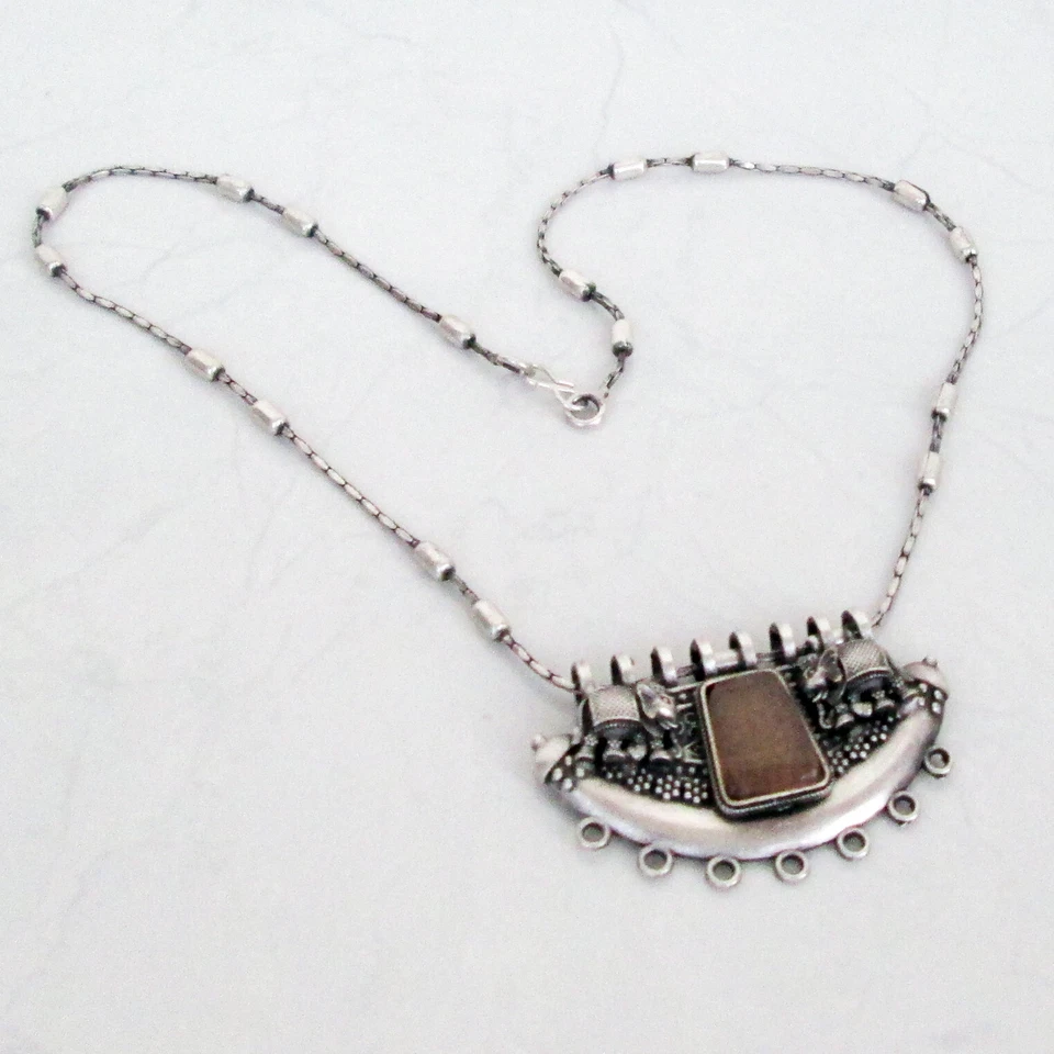 Collar de cadena larga enchapado en plata Sigle Stone talla 22" colgante joyería Foto 4 de 4