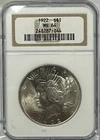 1922 Peace Silver Dollar MS64 NGC nice golden subtle tone