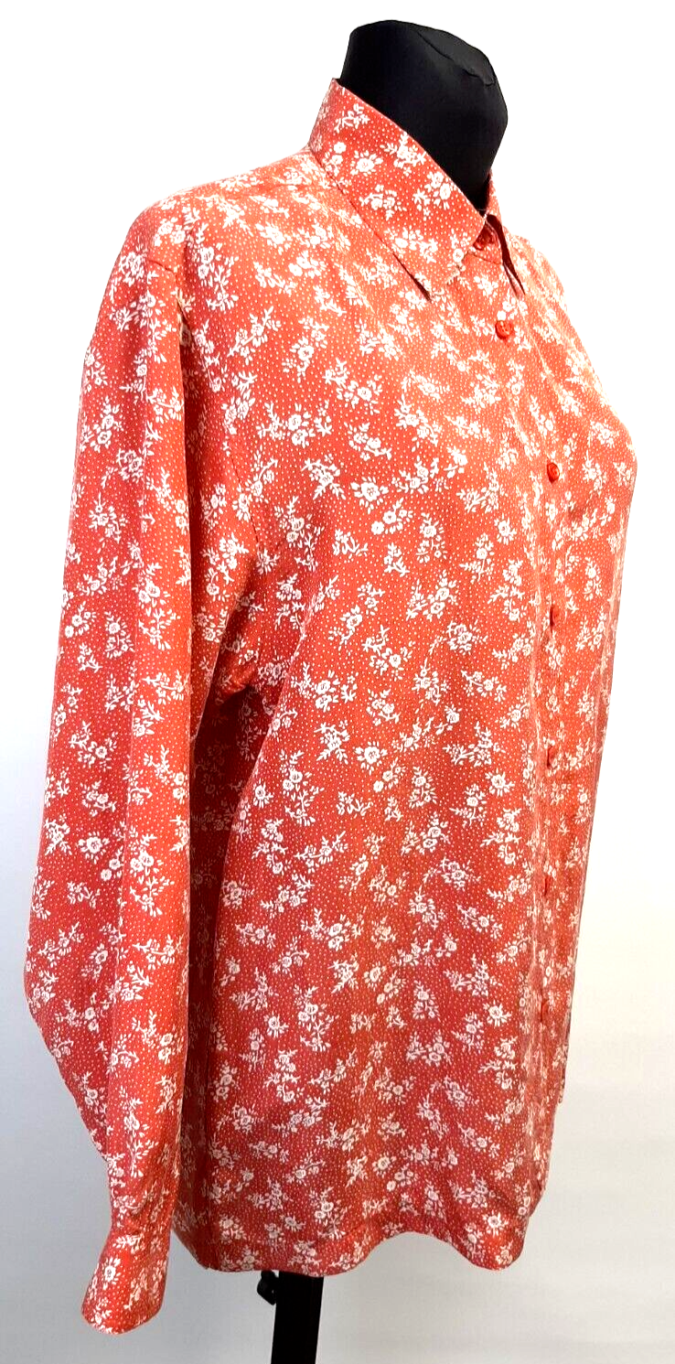 Vintage PACIFIC LINE Floral Silk Oversized Button-Up Tunic Shirt Size M