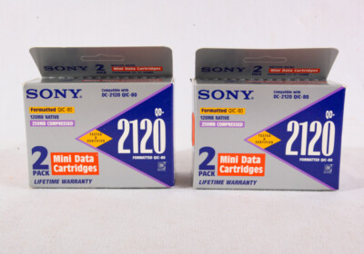 NEW Sony QD 2120 Mini Data Cartridges, 2 Packs of 2 (4 total), QIC80