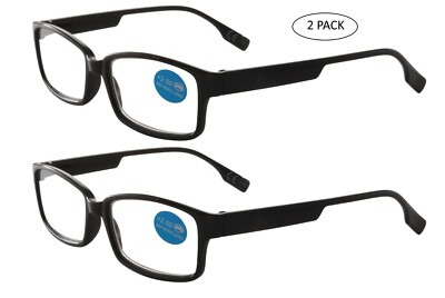 2x günstige Lesebrille 774-8 schwarz eckig Herren Damen +1,0 1,5 2,0 2,5 3,0 3,5