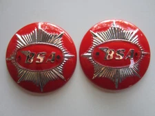 BSA GOLDSTAR GAS TANK BADGE EMBLEM SET 1949-63 RED/SILVER 65-8228, 65-8193