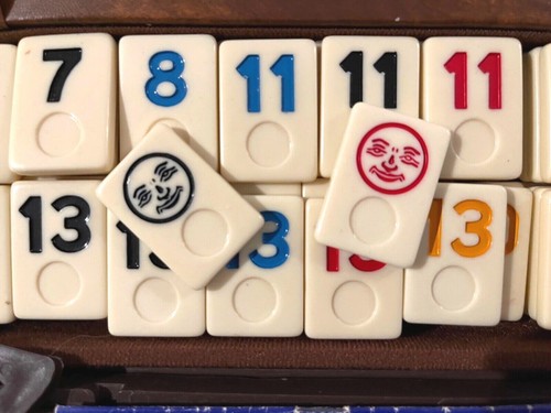 Rummy-O Ersatzspiel Fliesenauswahl orange blau schwarz rot grün aus Lederhülle - Bild 6 von 7