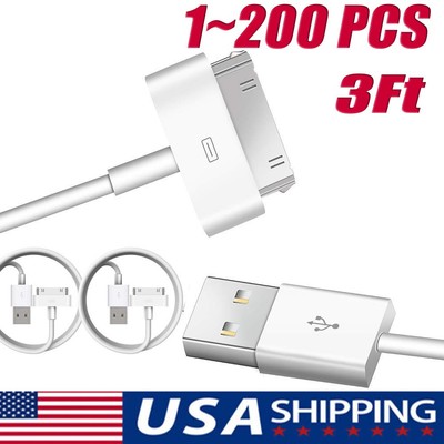 3FT 30 pin USB Charging Data Cable Cord for iPad 1/2/3 iPod Nano 1-200 LOT