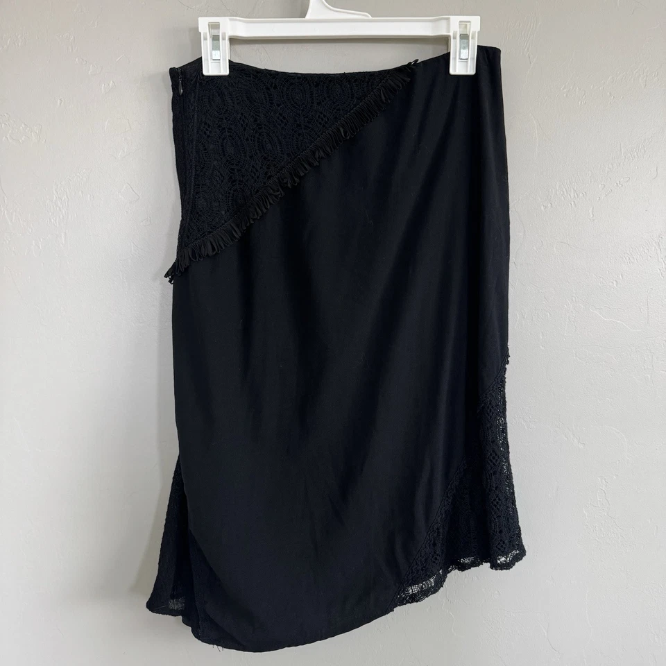 Falda para mujer Cynthia Steefe lápiz mezcla lana talla 6 negra encaje tejido EE. UU. Foto 2 de 4