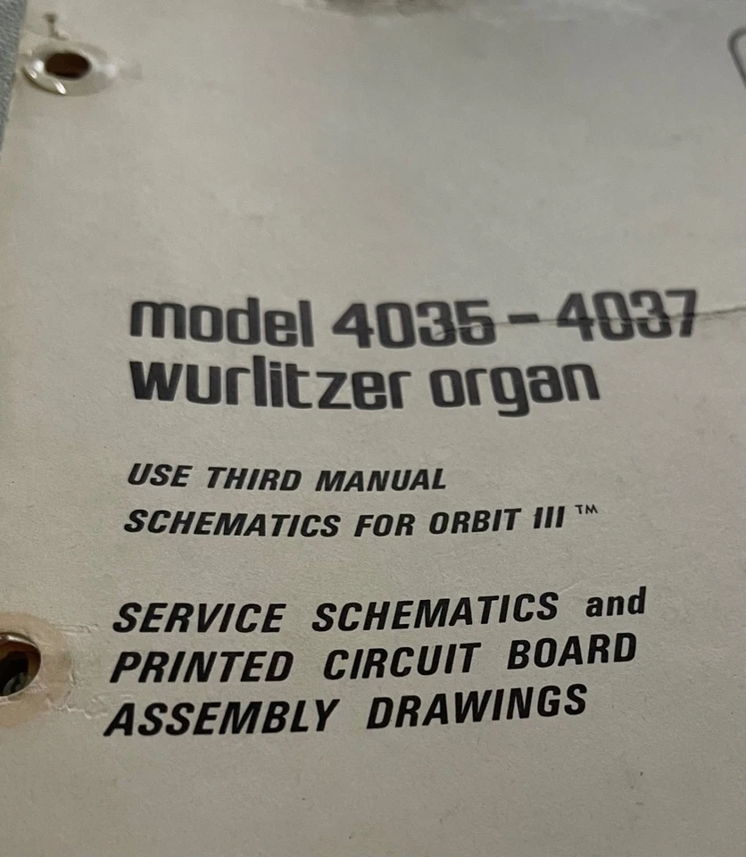 ORIGINAL ** Manual de Servicio Wurlitzer Organ Orbit III Modelo 4035 - 4037 Foto 2 de 4