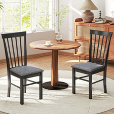 Wooden Dining Chairs Set of 2, Farmhouse Upholstered Kitchen Chairs
