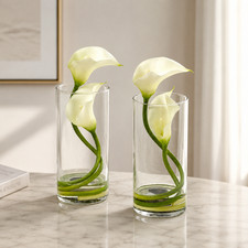 Double Calla Lily w/Cylinder Set of 2 Cream
