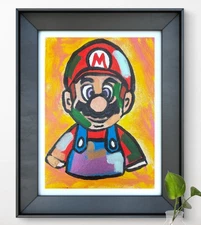 Original Art "Mario" 9x12 Canvas Expressionism Abstract Design Home Art