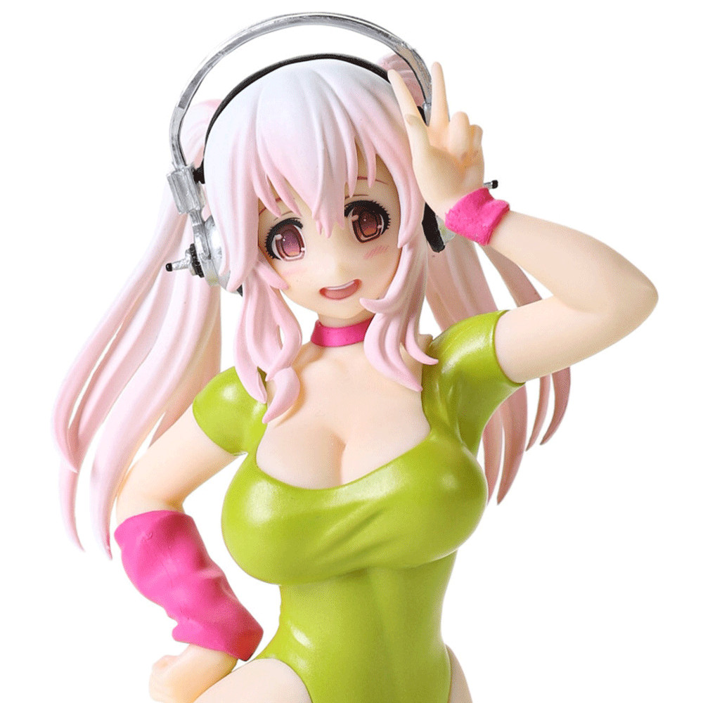 Super Sonico Figurine Sonico Concept 1980 statuette manga de collection rose et blanche