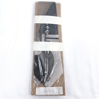New Vintage Unbranded Silk Tie Taupe Black Geometric Art Deco Pattern Deadstock